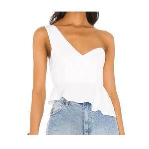 Superdown White Asymmetrical Blouse